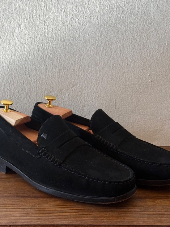 Tod\'s Black Suede Penny Loafers Men\'s Size 10.5 Made in Italy Leather Sole Luxur main image 6